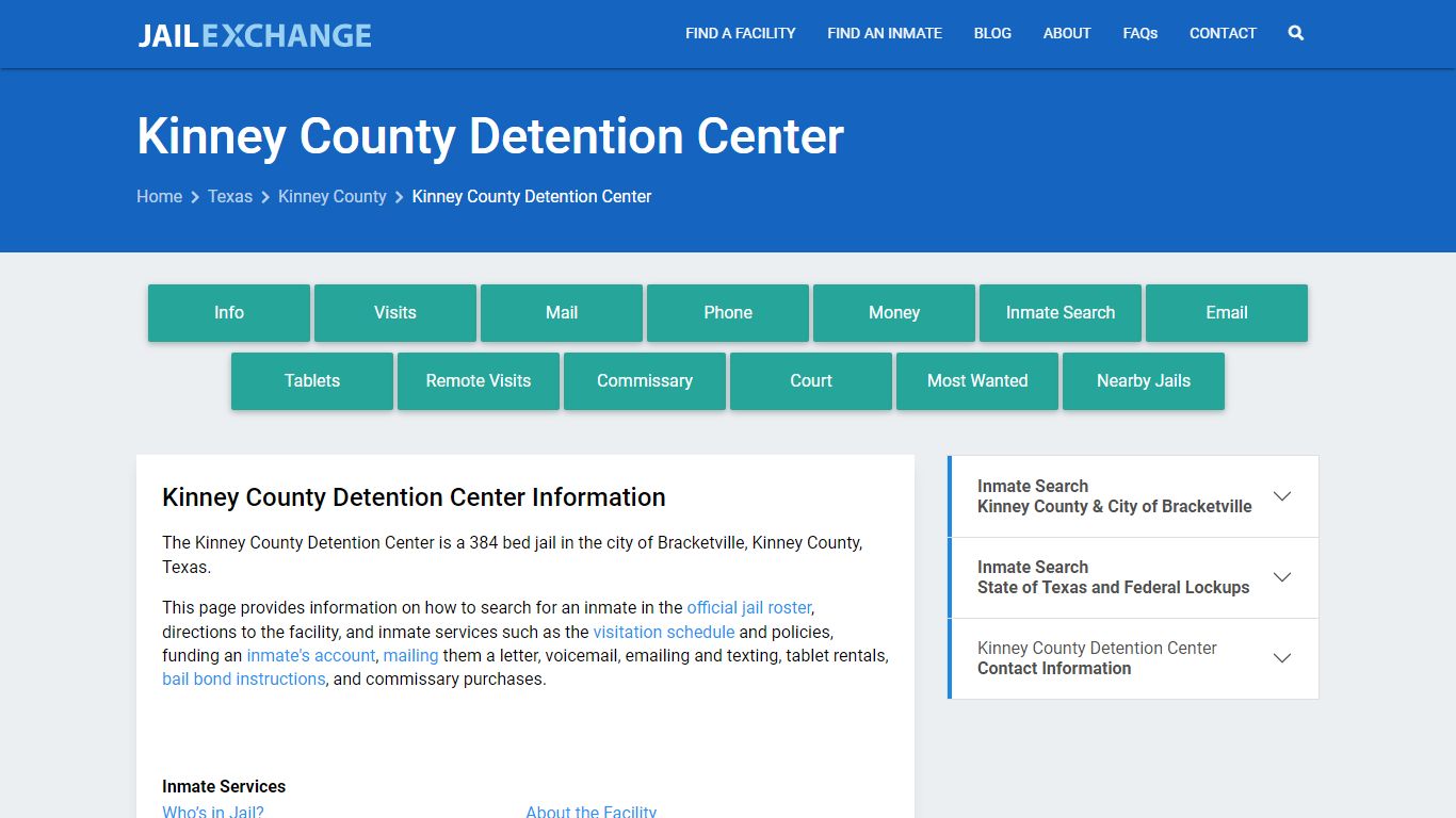 Kinney County Detention Center, TX Inmate Search, Information